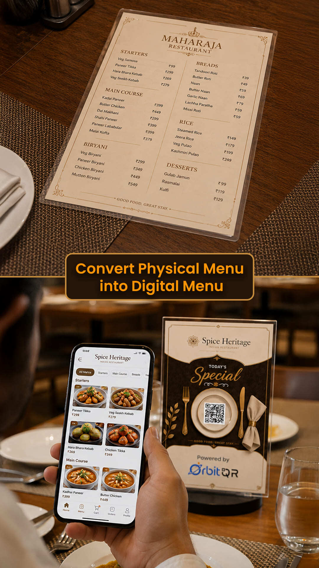 AI generated digital QR menu preview