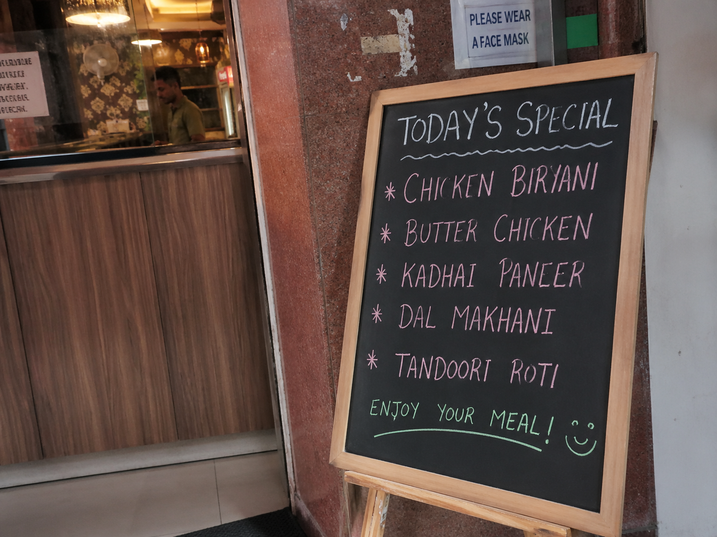Traditional printed today’s special board — static menu
